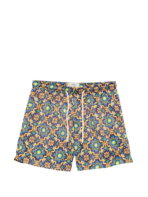 geometric-print drawstring swim shorts