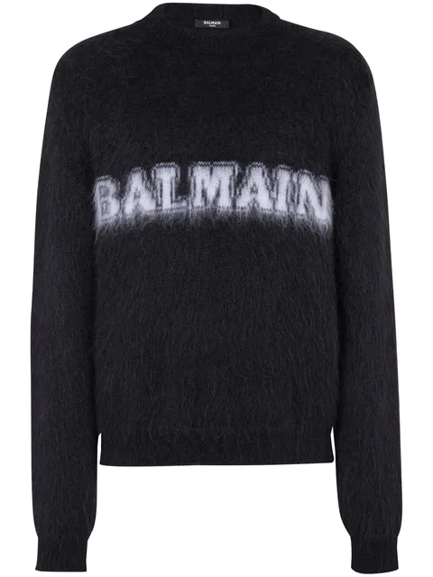 logo-print brushed-finish jumper
