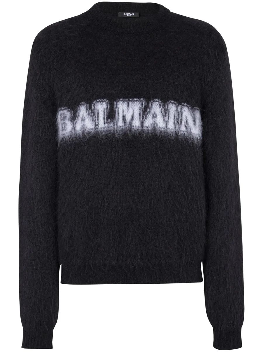 logo-print brushed-finish jumper 1