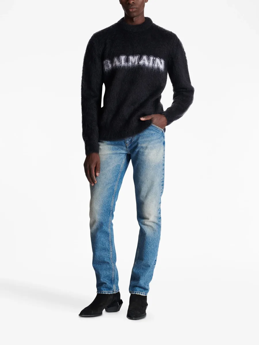 logo-print brushed-finish jumper 4