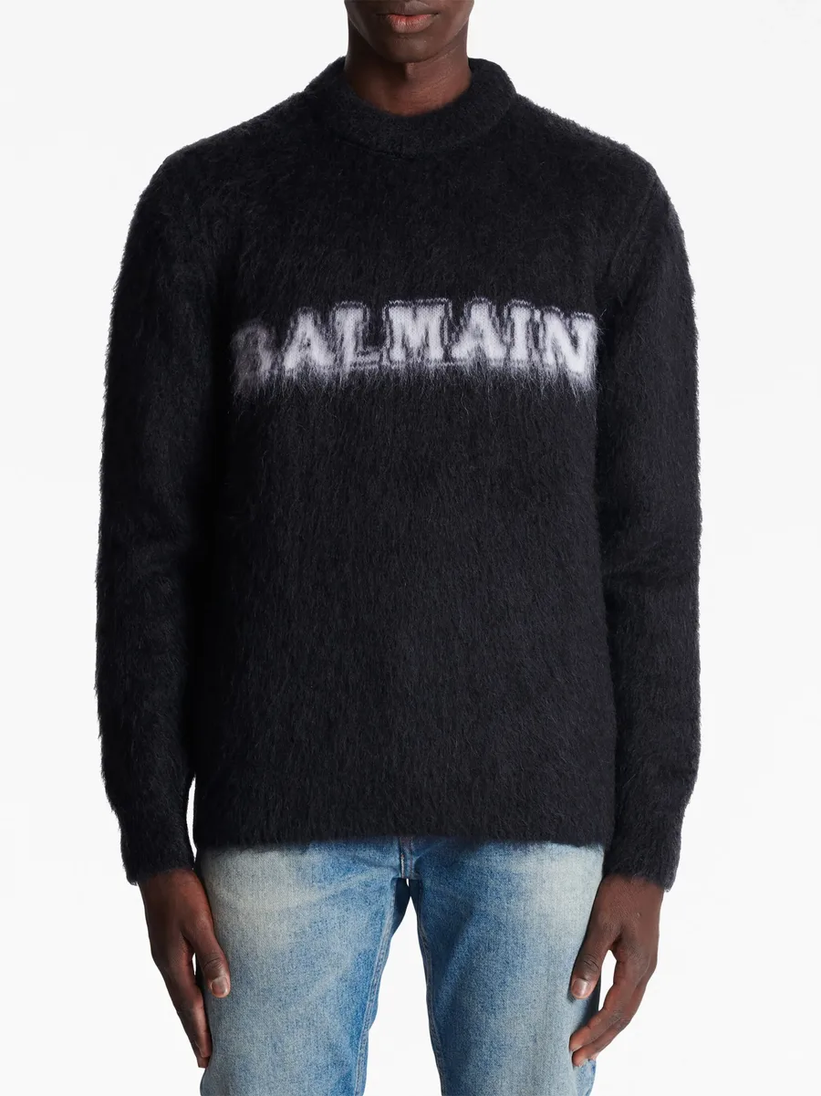 logo-print brushed-finish jumper 10