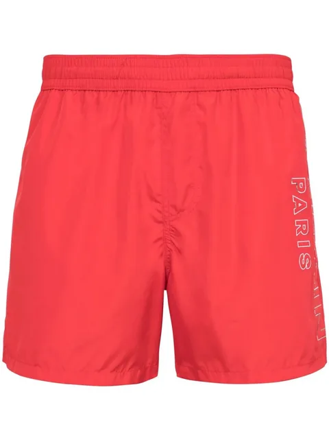 metallic-logo swim shorts