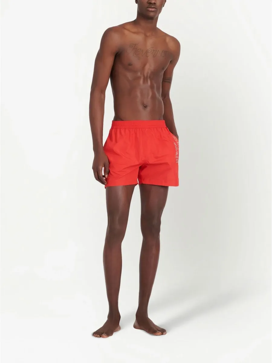 metallic-logo swim shorts 4