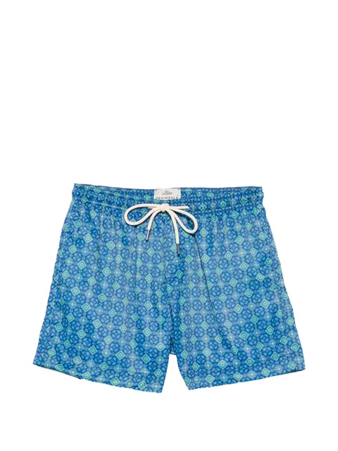 geometric-print drawstring swim shorts