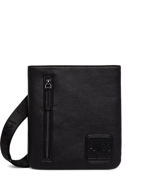logo-patch zip-pocket messenger bag