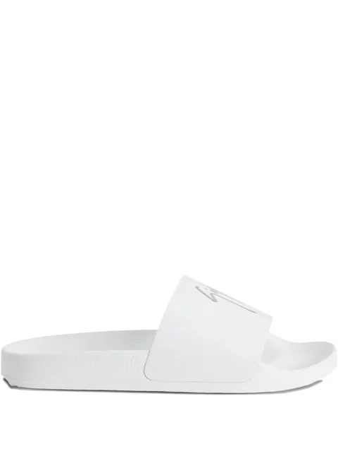 Brett leather logo-print slides
