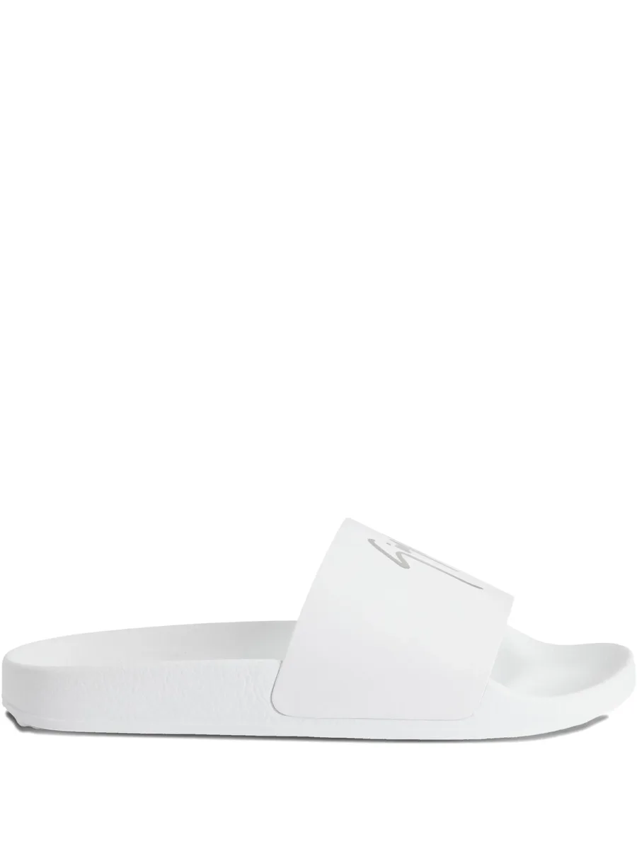 Brett leather logo-print slides 2