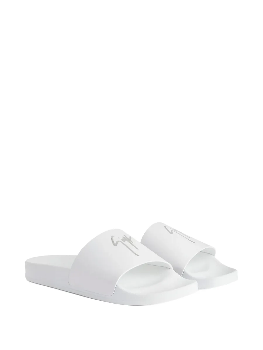 Brett leather logo-print slides 4
