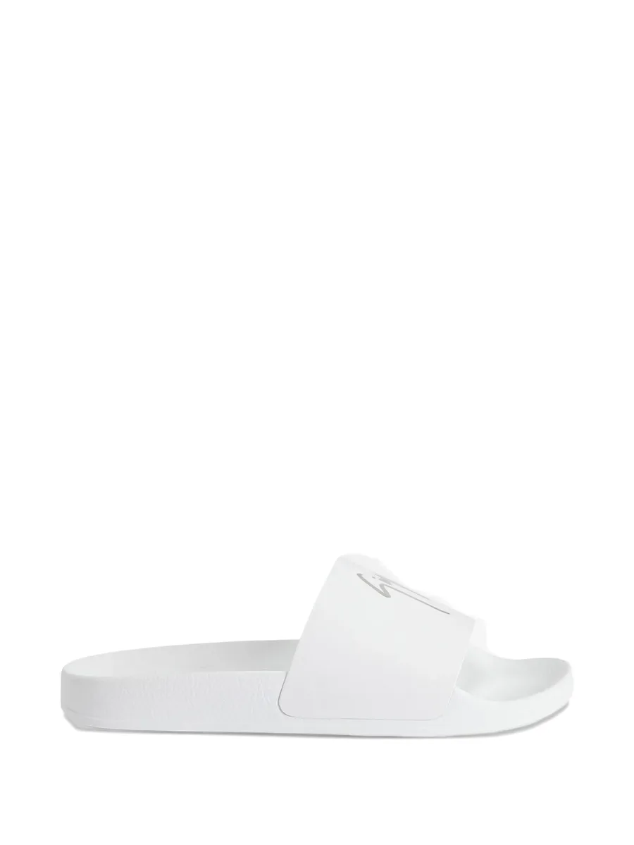 Brett leather logo-print slides 8