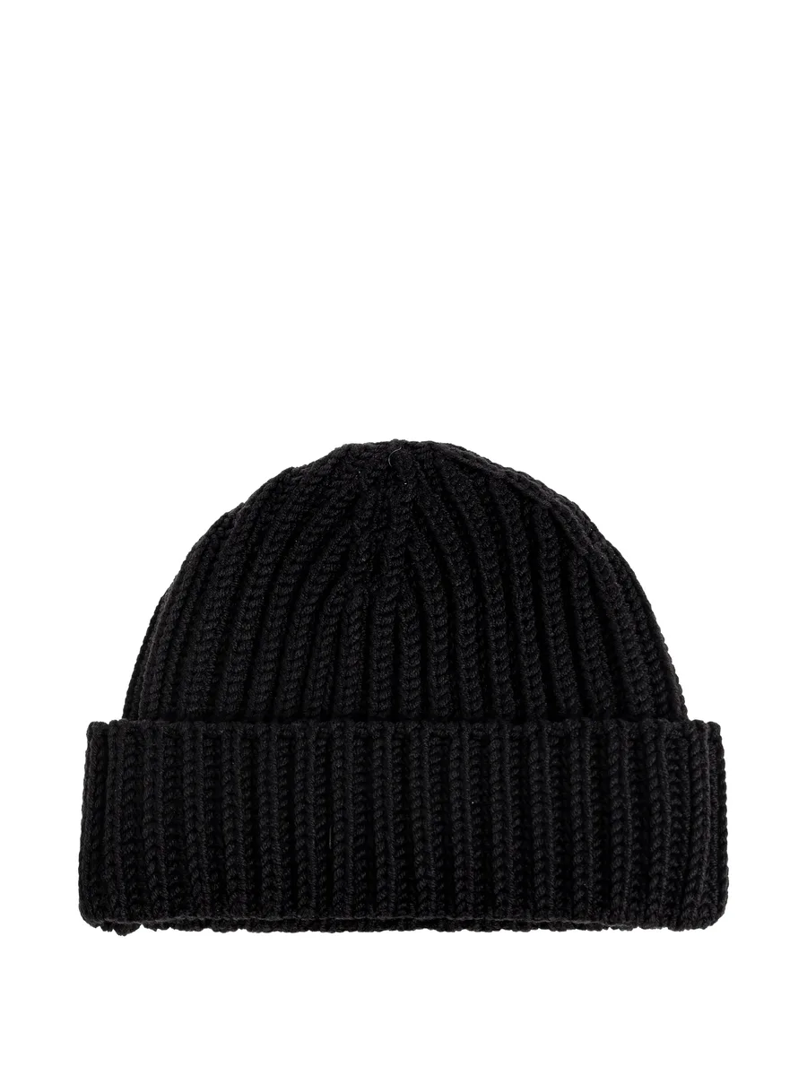 logo-plaque ribbed beanie hat 4