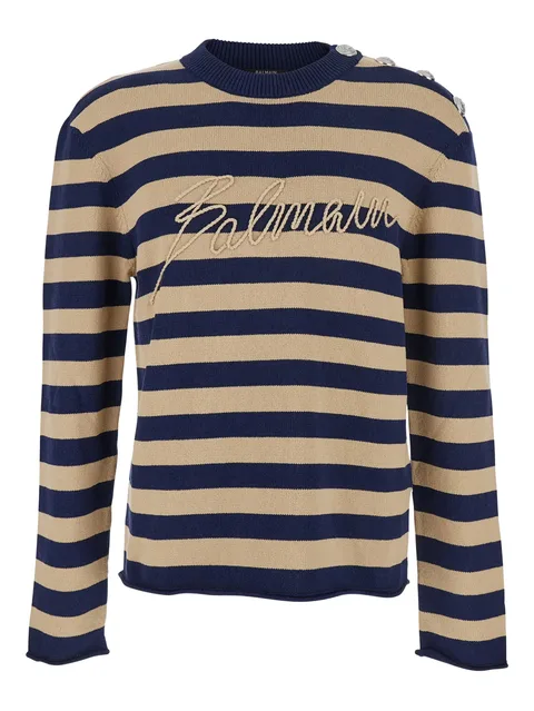 striped logo-embroidered sweater
