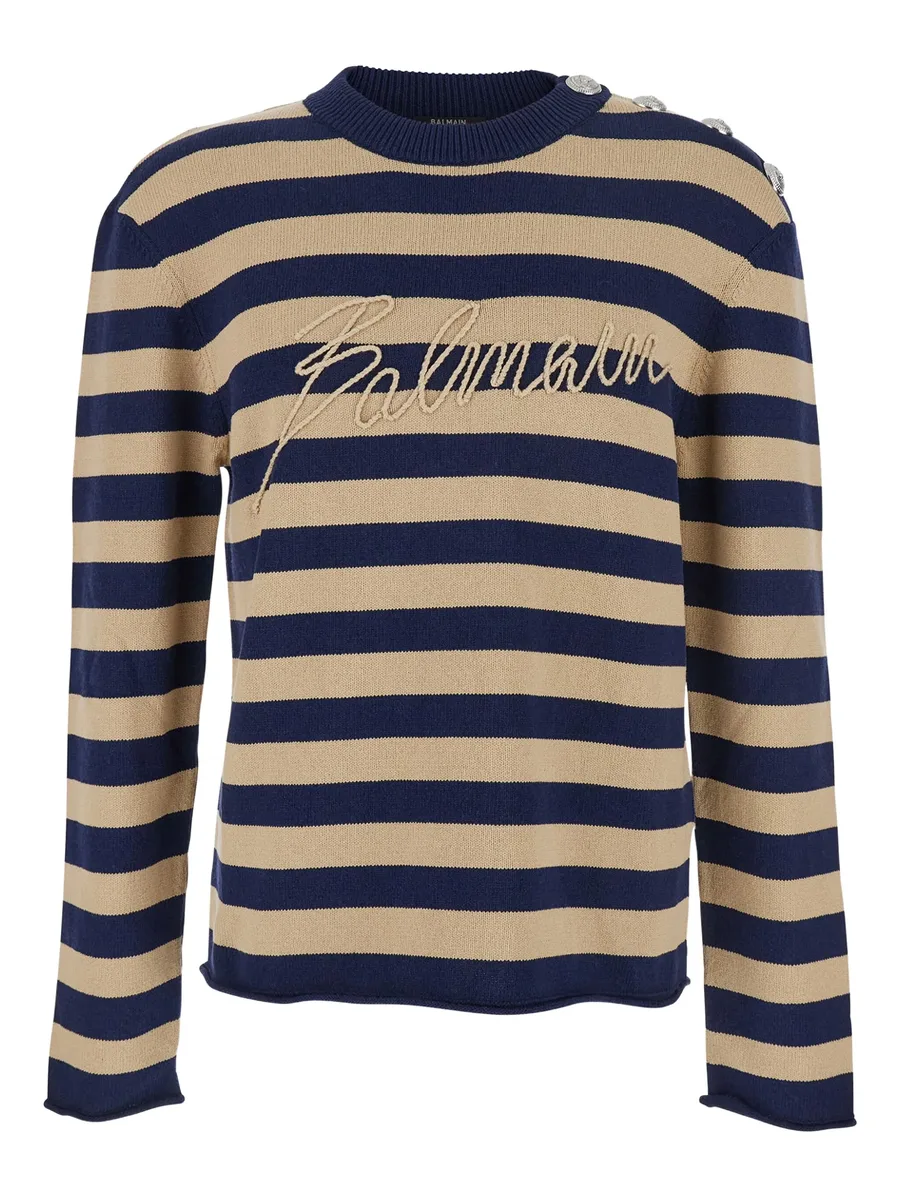 striped logo-embroidered sweater 2