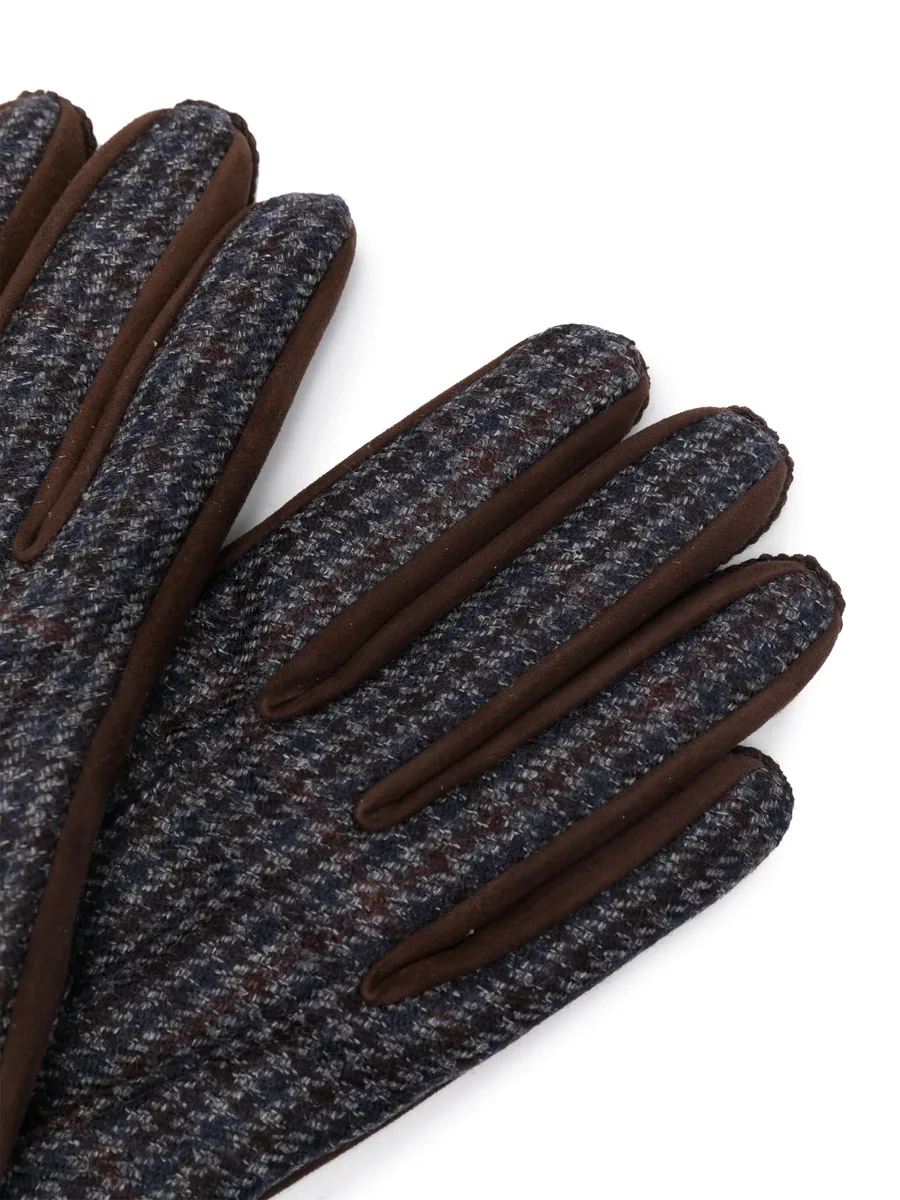 houndstooth-pattern suede gloves 4