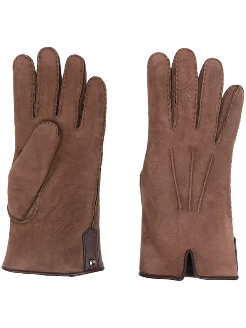 seam-detail suede gloves