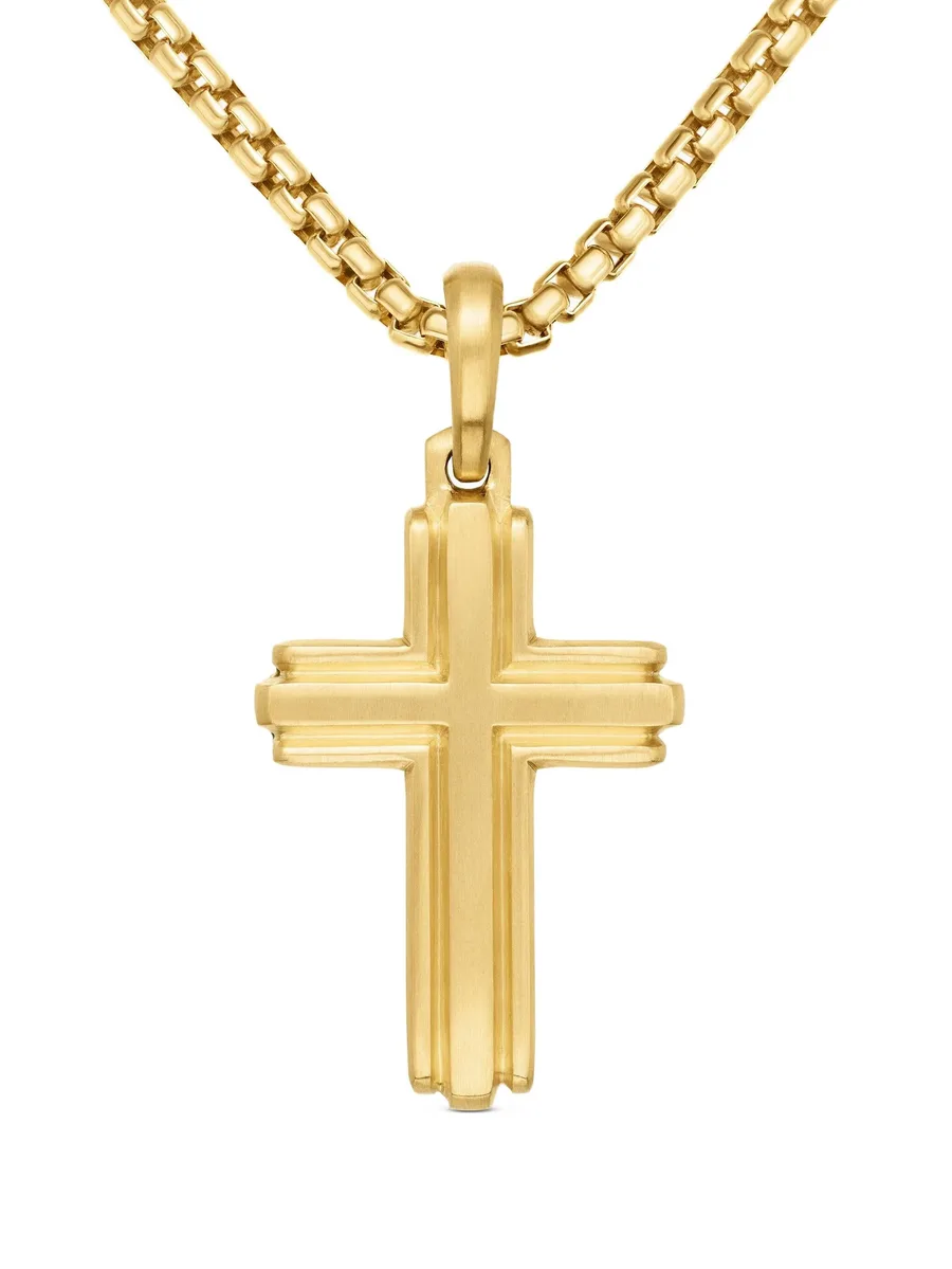 подвеска Deco Cross из желтого золота (34 мм) 2