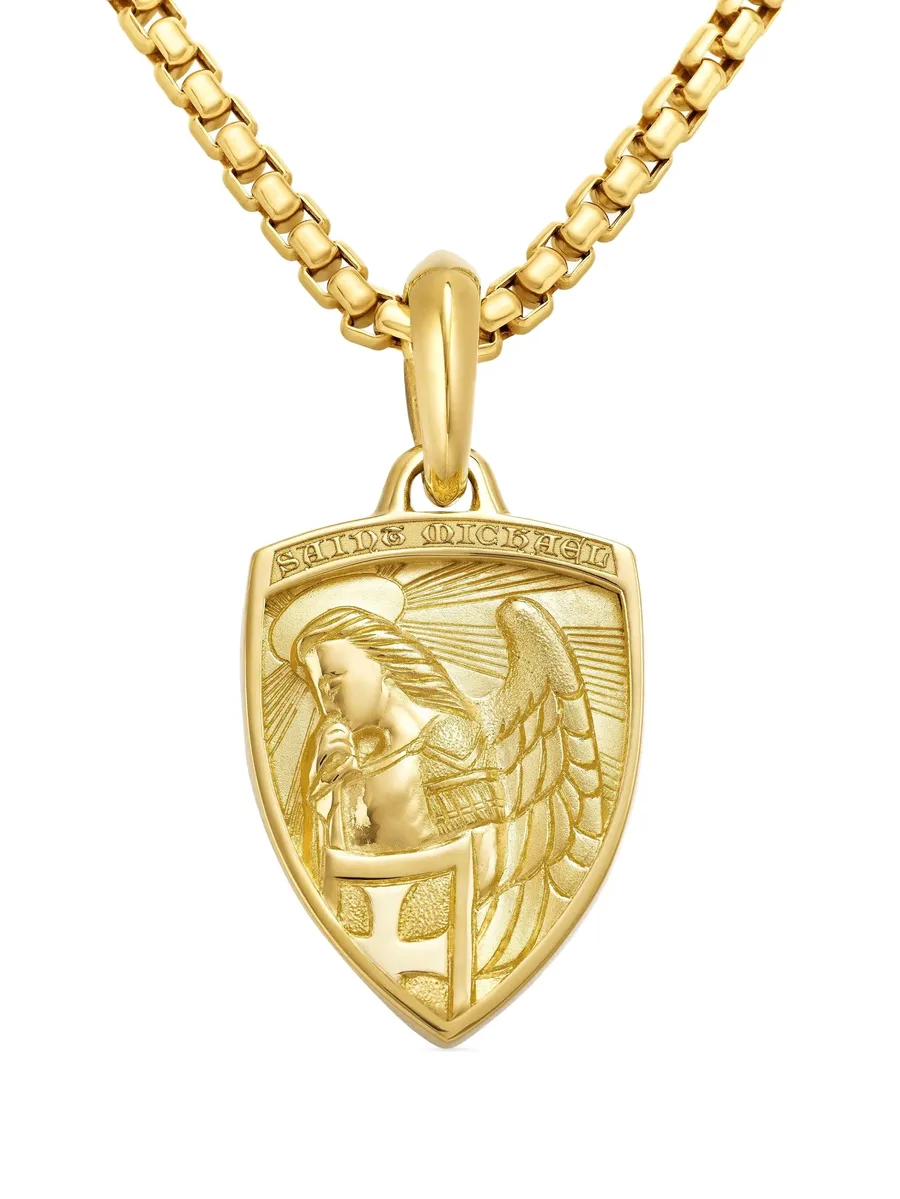 подвеска St. Michael из желтого золота (26 мм) 2