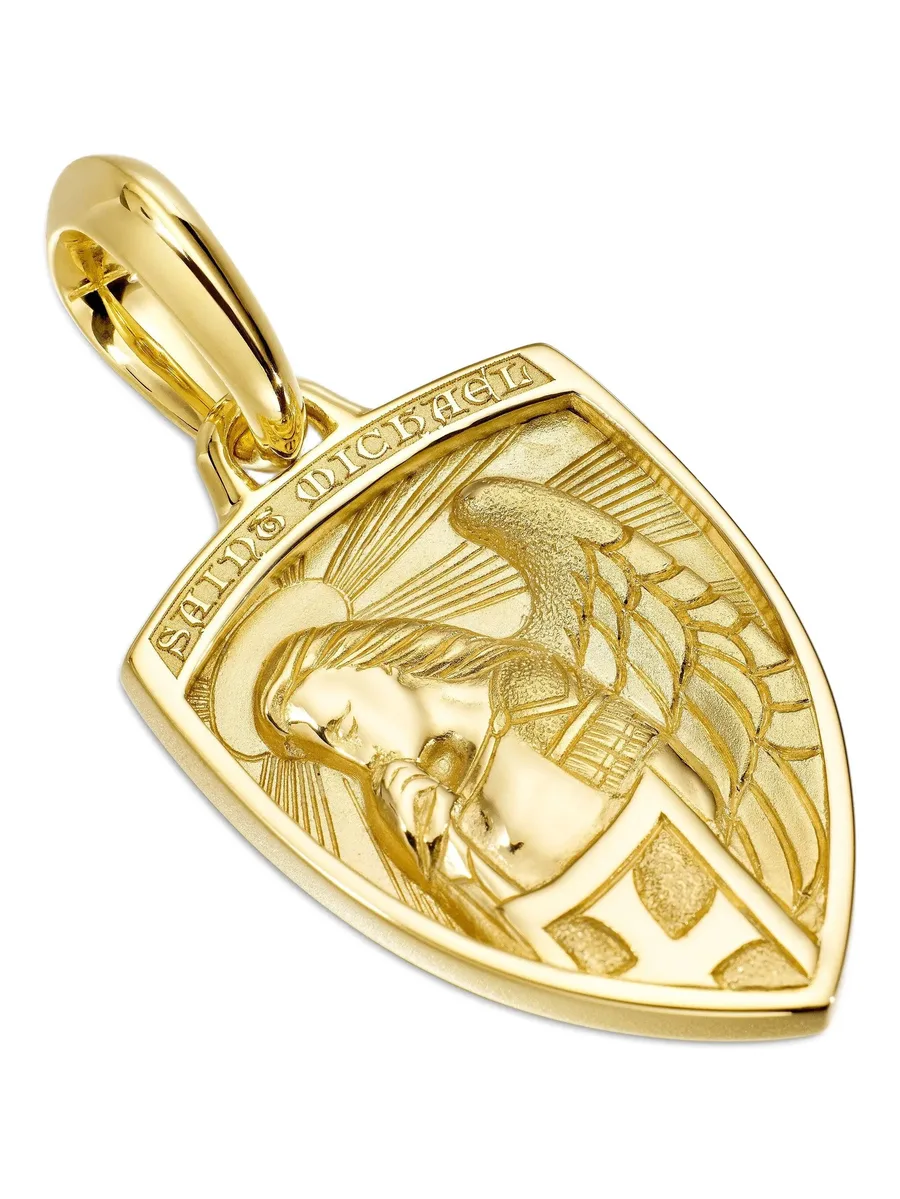подвеска St. Michael из желтого золота (26 мм) 10