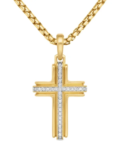 подвеска Deco Cross из желтого золота с бриллиантами (34 мм)