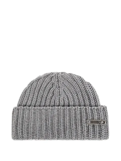 safety-pin ribbed beanie hat