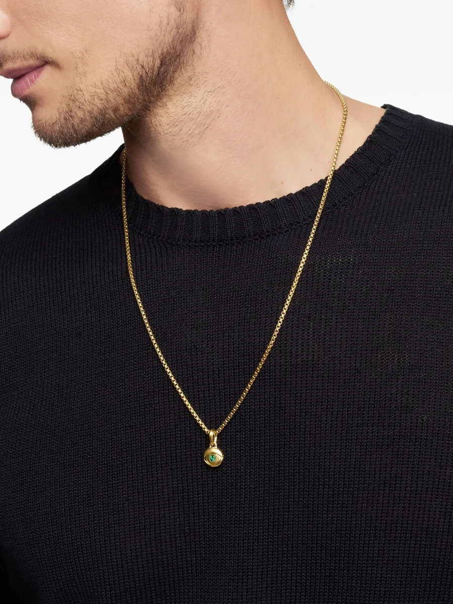 подвеска Evil Eye из желтого золота с изумрудами (14.5 мм) 6