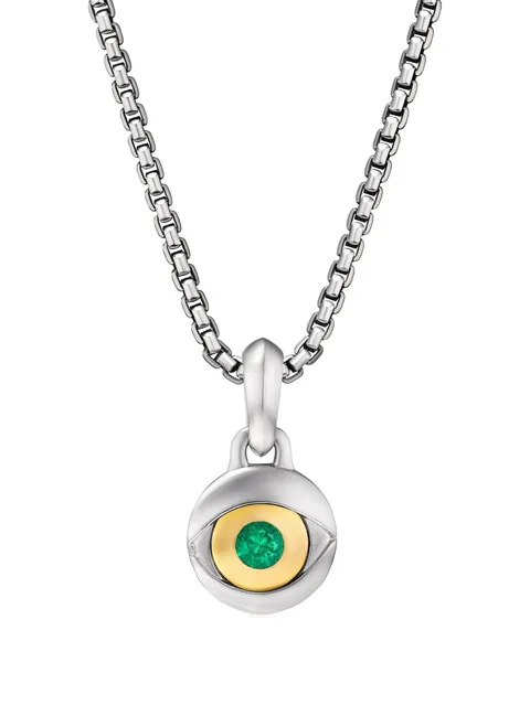 серебряная подвеска Evil Eye с изумрудом (14.5 мм)