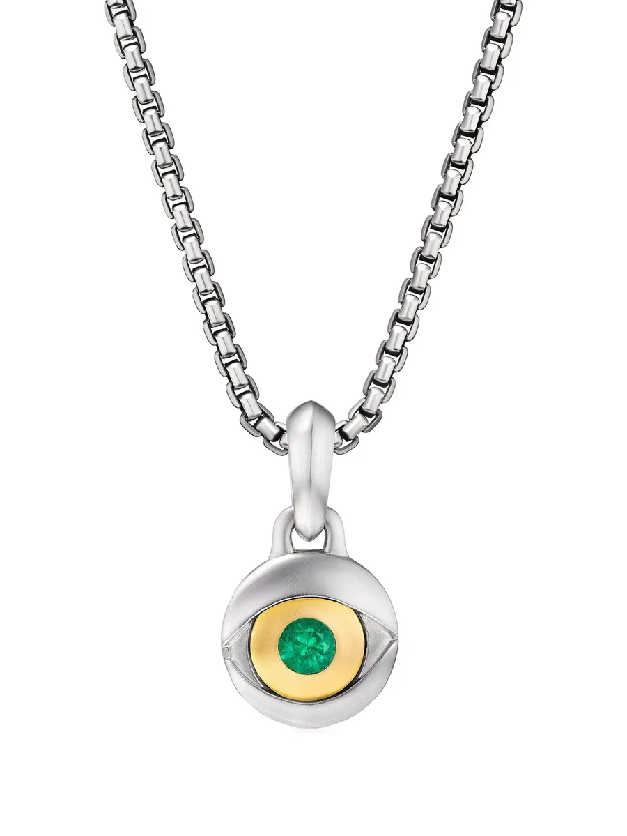 серебряная подвеска Evil Eye с изумрудом (14.5 мм) 2