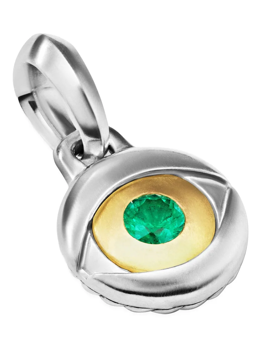 серебряная подвеска Evil Eye с изумрудом (14.5 мм) 5