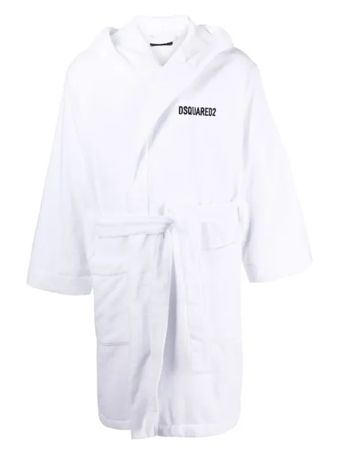 logo-detail hooded bathrobe