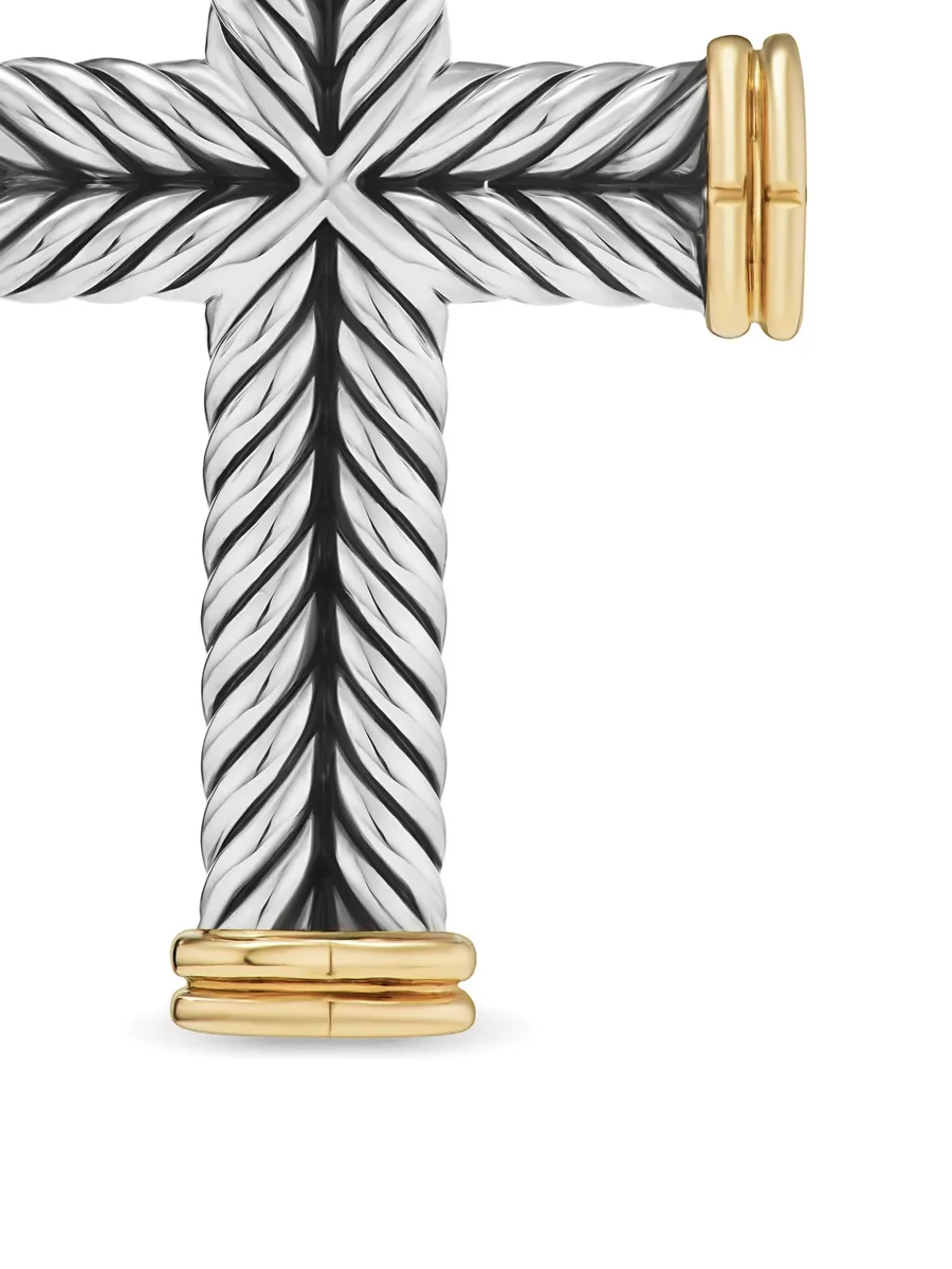 подвеска Chevron Cross из желтого золота и серебра (33 мм) 10
