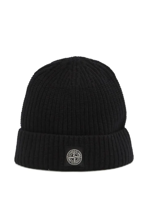 ribbed-knit logo beanie