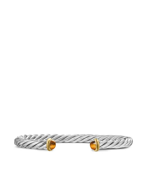 браслет-кафф Cable из серебра и желтого золота