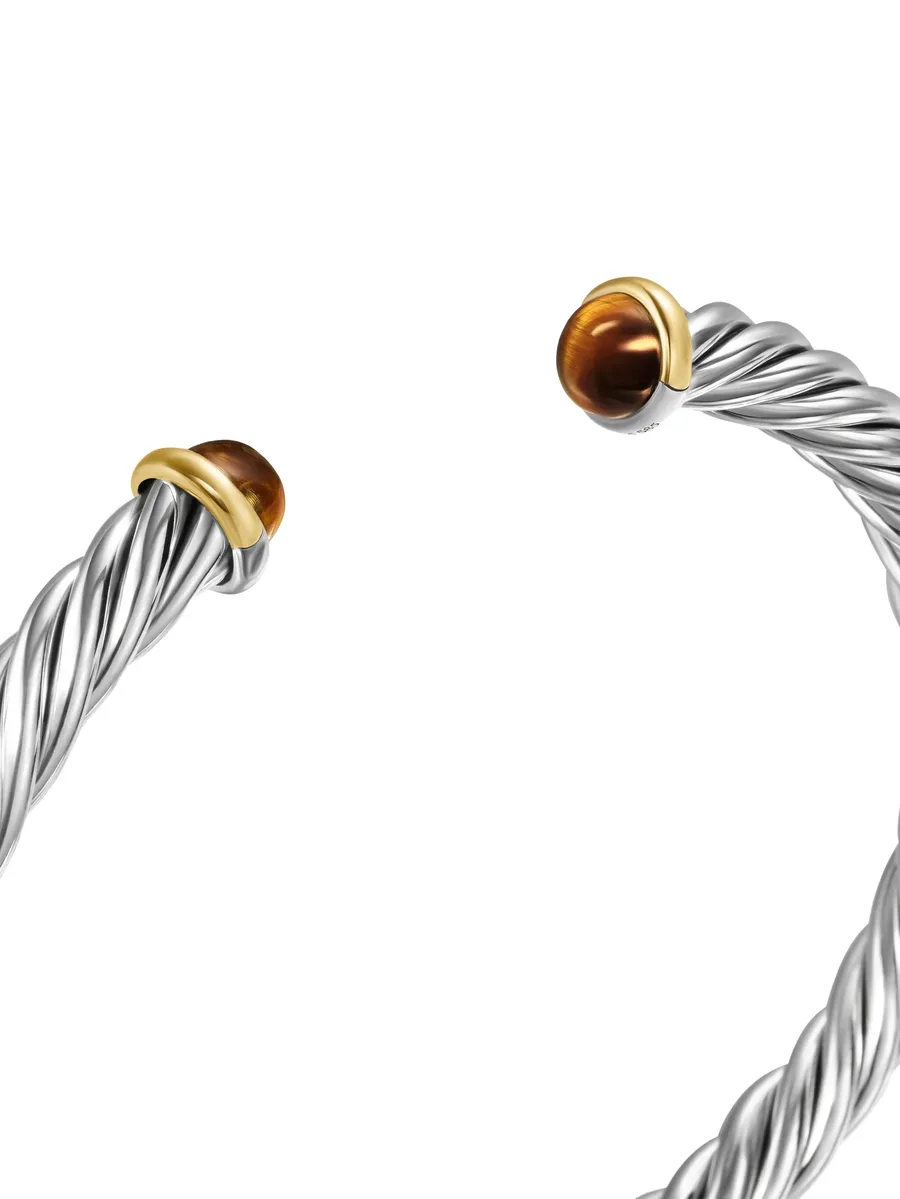 браслет-кафф Cable из серебра и желтого золота 10