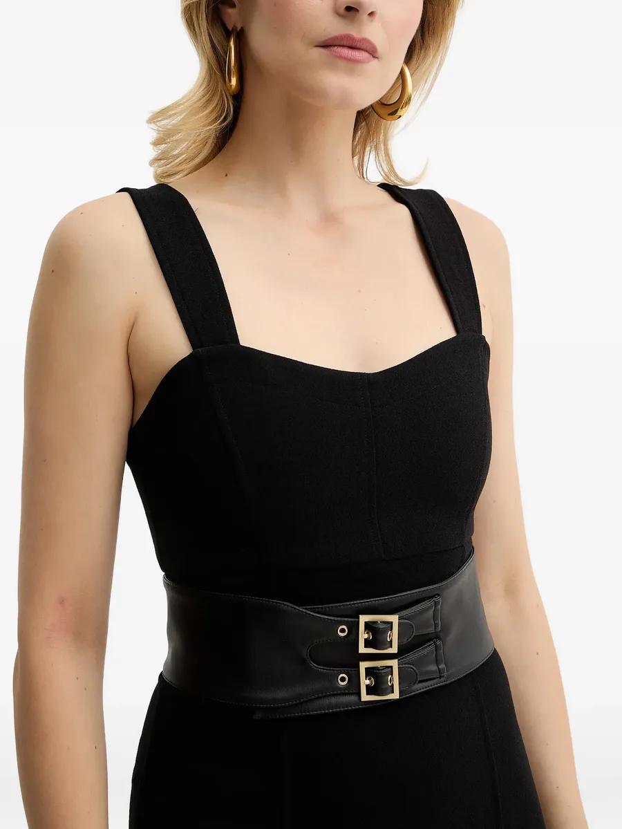 sweetheart-neck belted midi dress 8