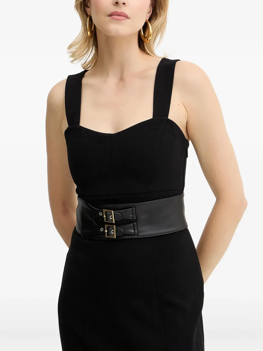 sweetheart-neck belted midi dress 9
