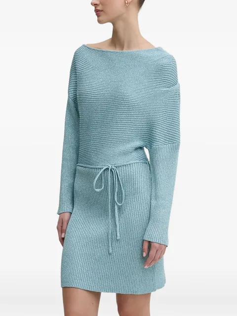 ribbed boat-neck mini dress
