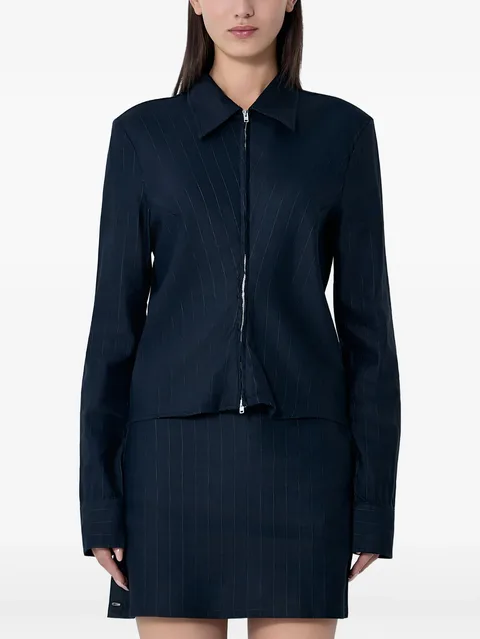zip pinstripe classic shirt