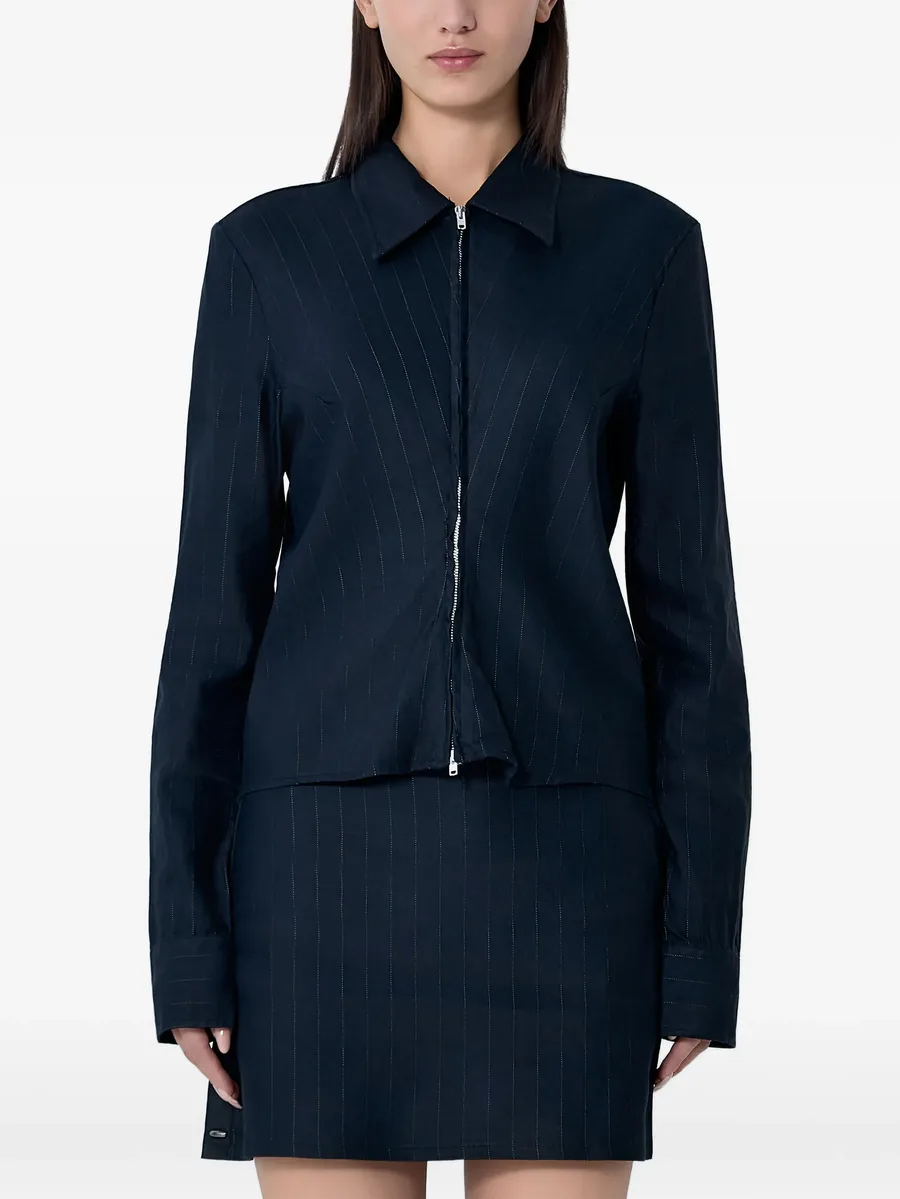 zip pinstripe classic shirt 2