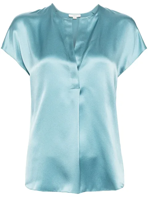 silk cap-sleeve blouse