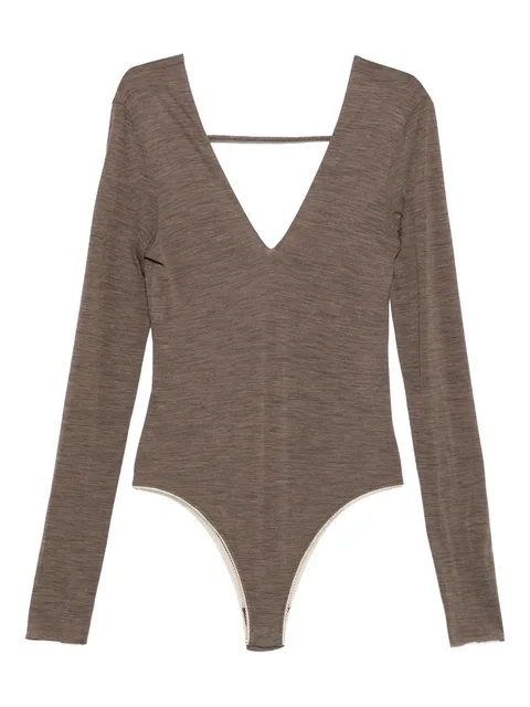 V-neck long-sleeve bodysuit