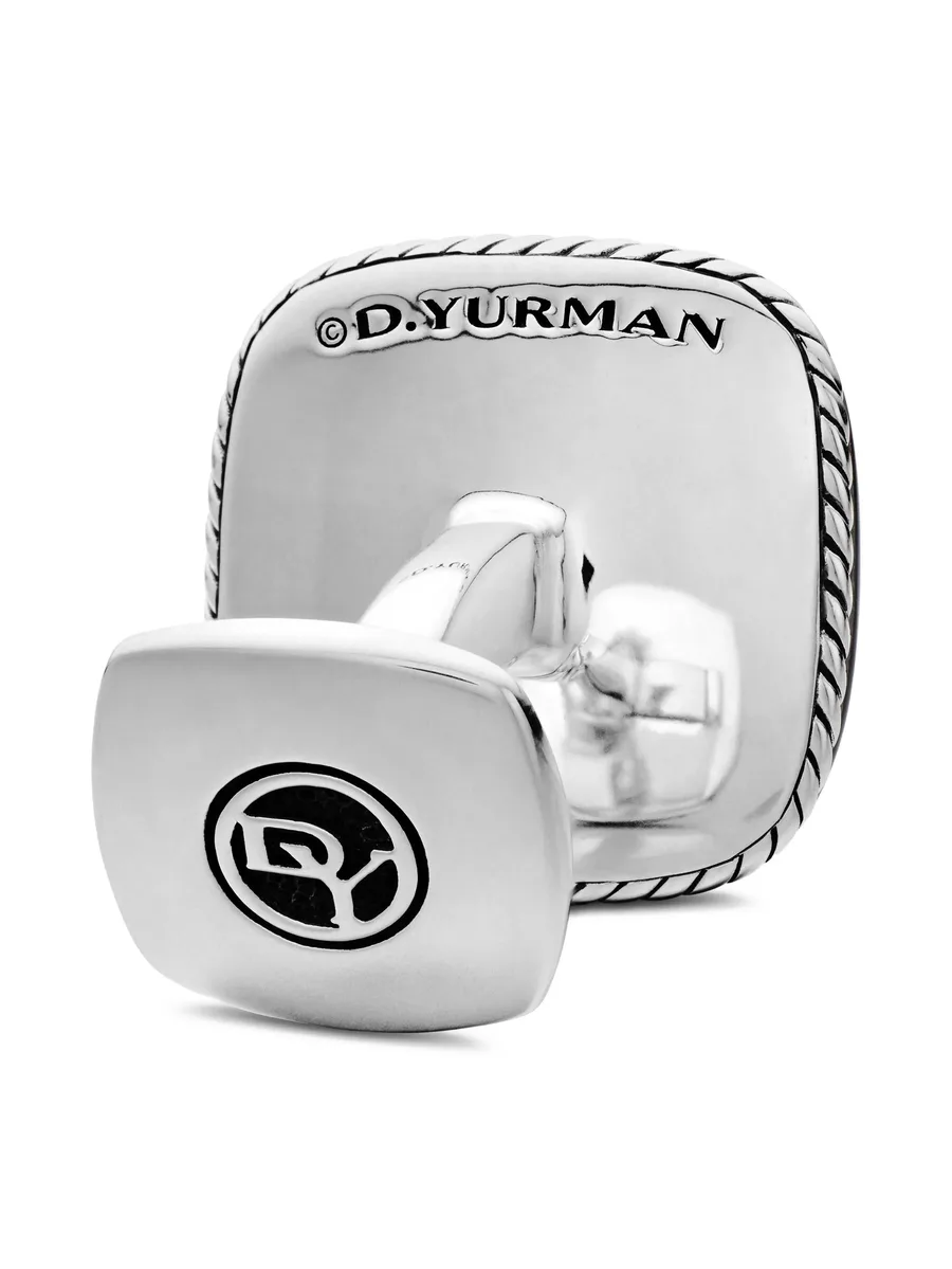 серебряные запонки Streamline Cushion с ониксом (17 мм) 12