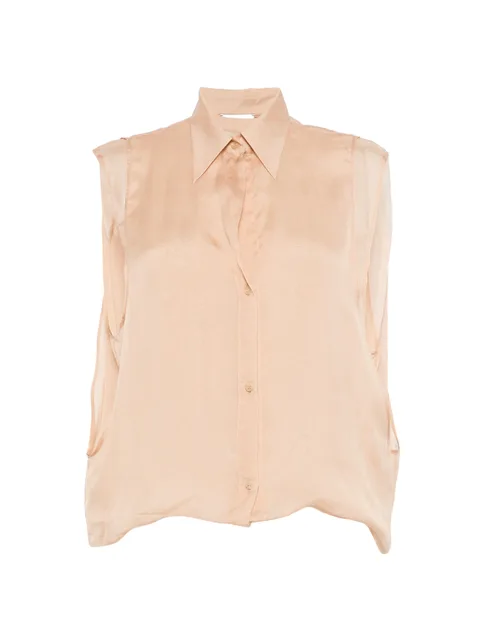 buttoned collarless top