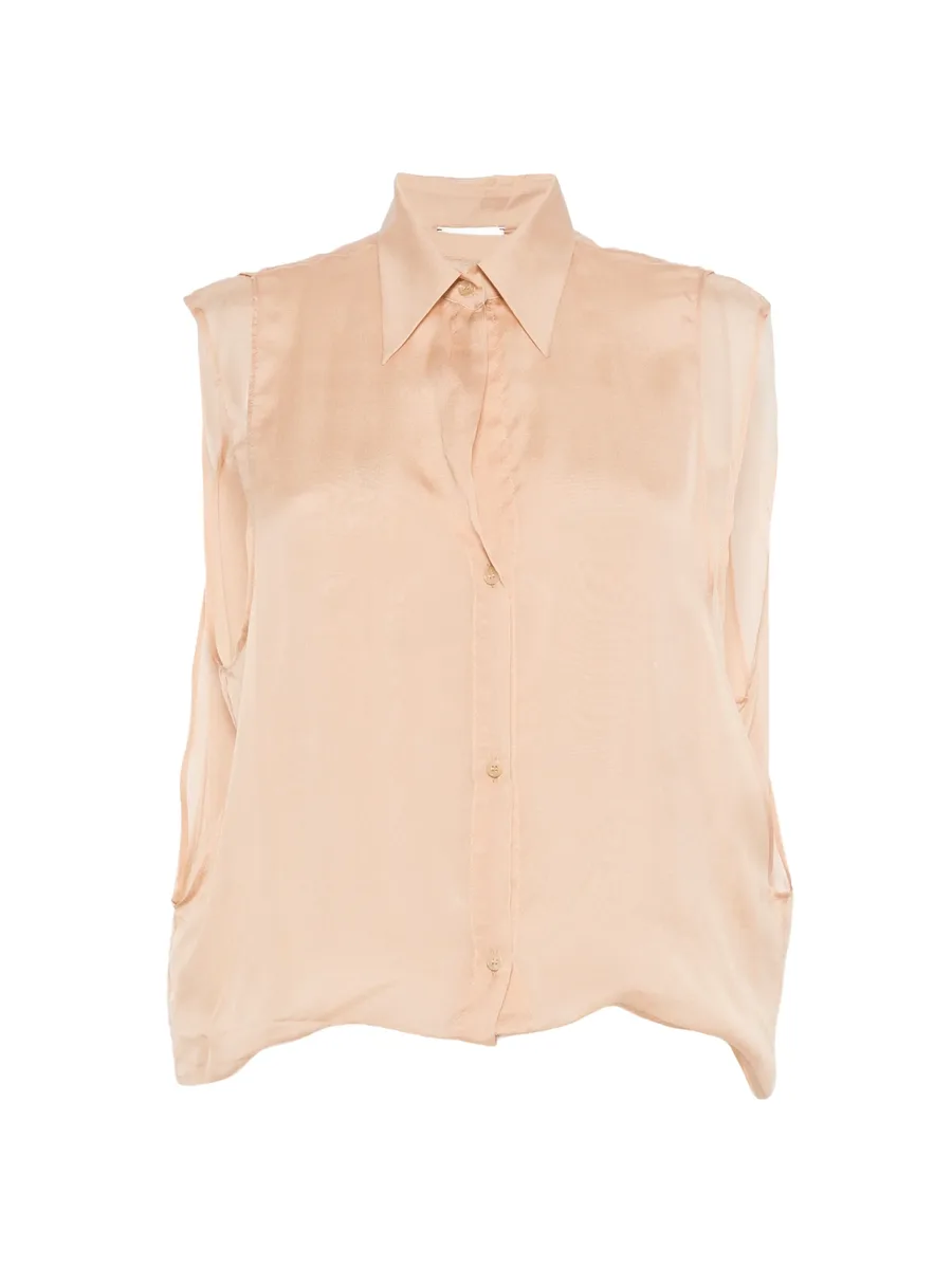 buttoned collarless top 2