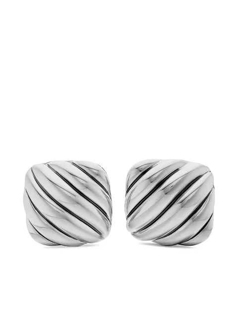 серебряные запонки Sculpted Cable Cushion (17 мм)