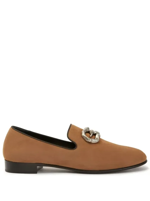 logo-plaque leather loafers