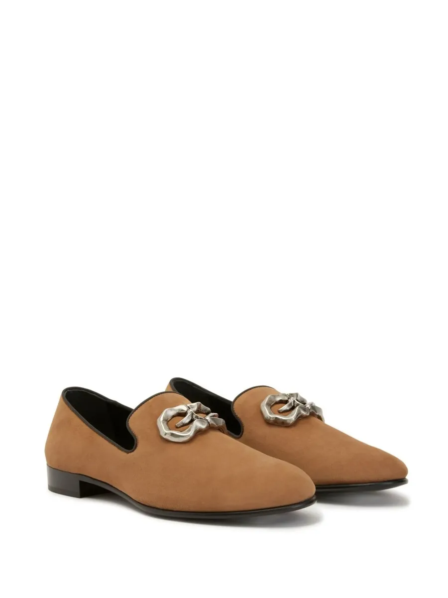 logo-plaque leather loafers 4