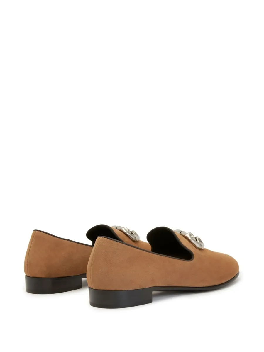 logo-plaque leather loafers 5