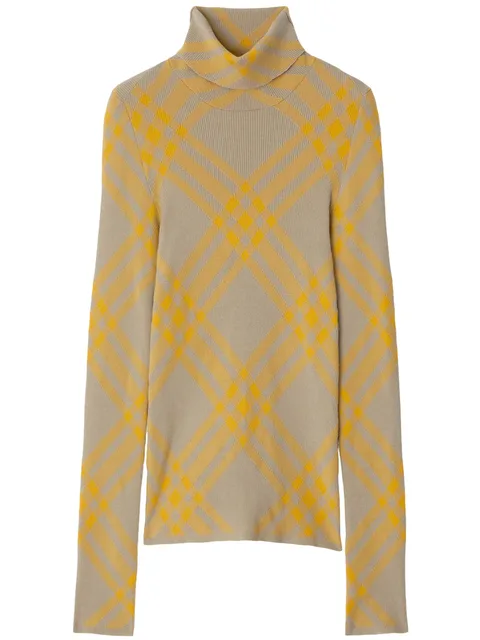 checked wool-blend jumper