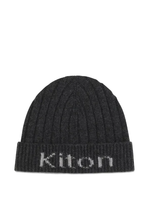 ribbed-knit logo-intarsia hat