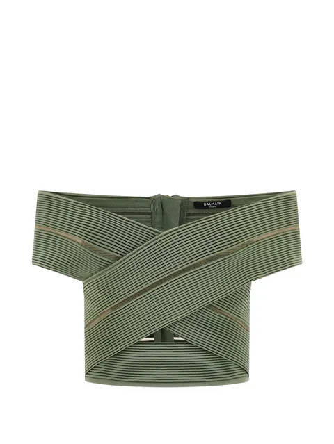 off-the-shoulder zip-fastening top