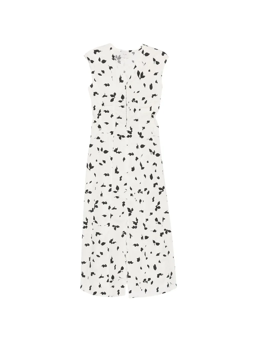 leaf-print ruched-detail dress 2